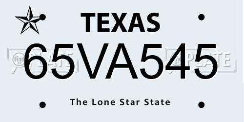 65VA545 Texas License Plate