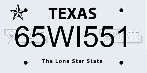 65WI551 Texas License Plate