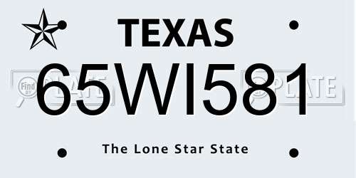65WI581 Texas License Plate