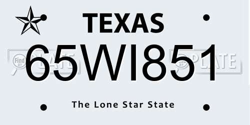 65WI851 Texas License Plate