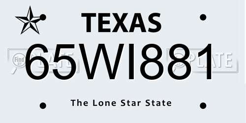 65WI881 Texas License Plate