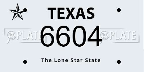 6604 Texas License Plate