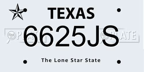 6625JS Texas License Plate