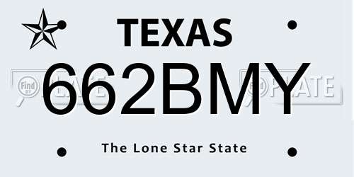 662BMY Texas License Plate
