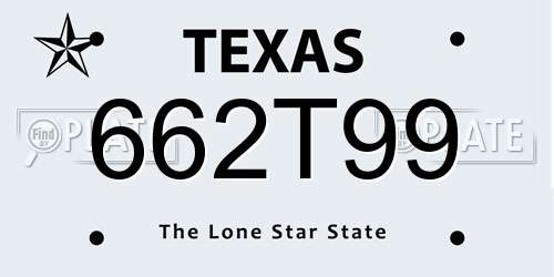 662T99 Texas License Plate