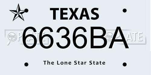 6636BA Texas License Plate