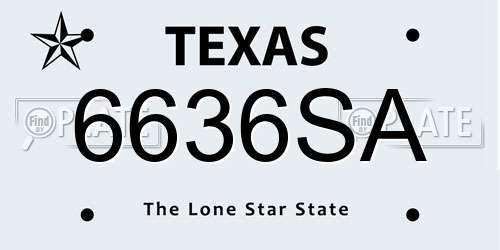 6636SA Texas License Plate