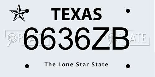 6636ZB Texas License Plate