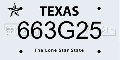 663G25 Texas License Plate