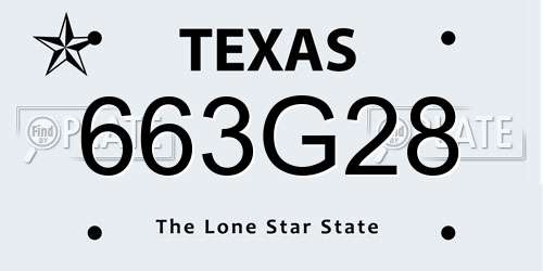 663G28 Texas License Plate