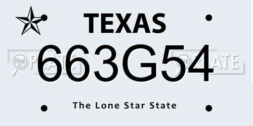663G54 Texas License Plate