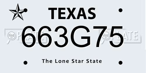 663G75 Texas License Plate
