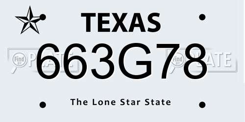663G78 Texas License Plate