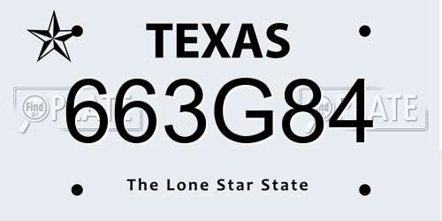 663G84 Texas License Plate