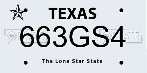 663GS4 Texas License Plate