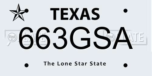 663GSA Texas License Plate