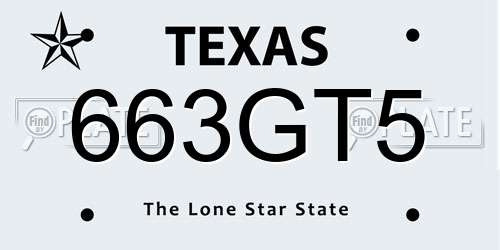 663GT5 Texas License Plate
