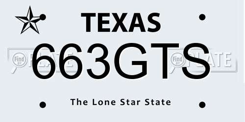 663GTS Texas License Plate
