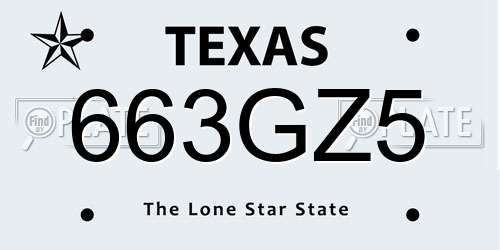 663GZ5 Texas License Plate