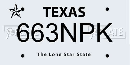 663NPK Texas License Plate