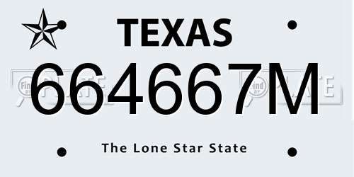 664667M Texas License Plate