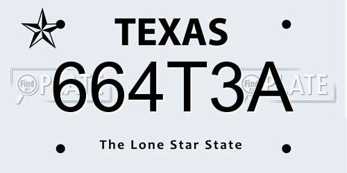 664T3A Texas License Plate
