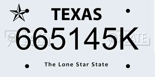 665145K Texas License Plate