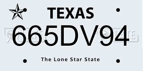 665DV94 Texas License Plate