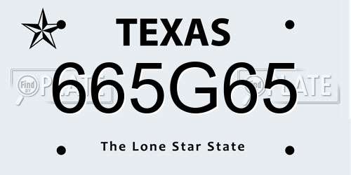 665G65 Texas License Plate