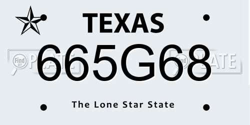 665G68 Texas License Plate
