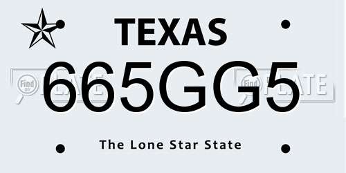 665GG5 Texas License Plate