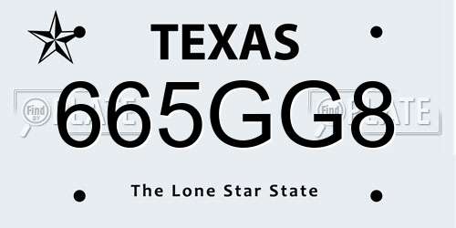 665GG8 Texas License Plate