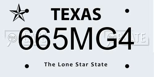 665MG4 Texas License Plate
