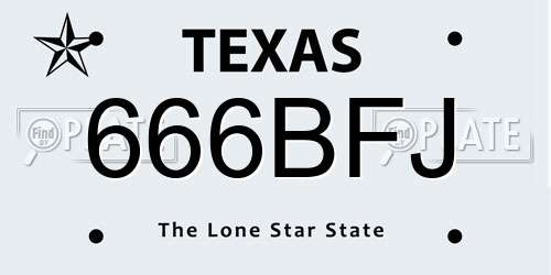 666BFJ Texas License Plate