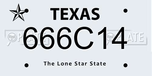 666C14 Texas License Plate