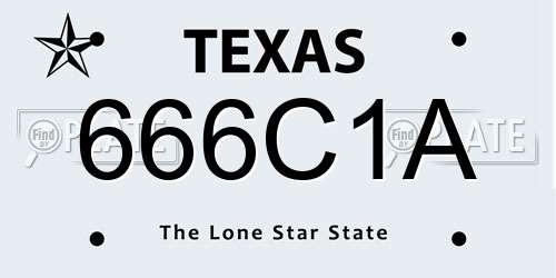 666C1A Texas License Plate
