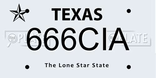666CIA Texas License Plate