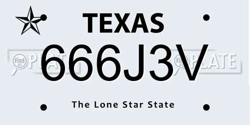 666J3V Texas License Plate