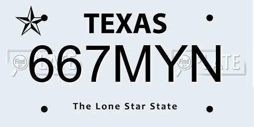 667MYN Texas License Plate