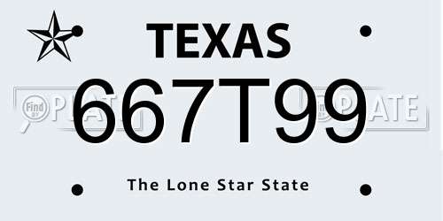 667T99 Texas License Plate