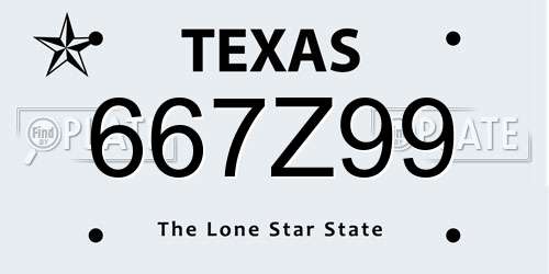 667Z99 Texas License Plate