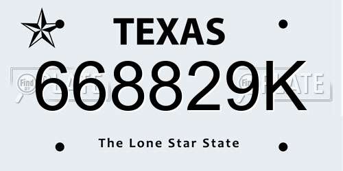 668829K Texas License Plate
