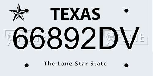 66892DV Texas License Plate