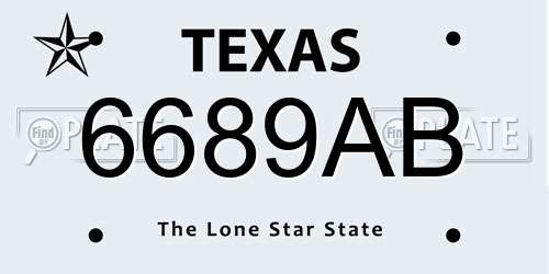 6689AB Texas License Plate