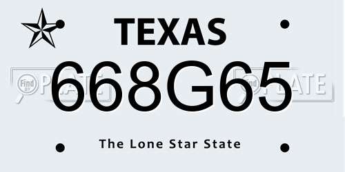 668G65 Texas License Plate