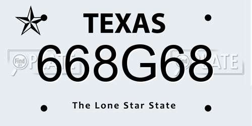 668G68 Texas License Plate