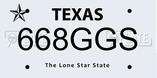 668GGS Texas License Plate