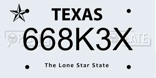 668K3X Texas License Plate
