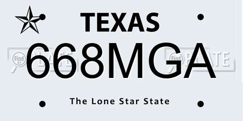 668MGA Texas License Plate