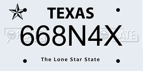 668N4X Texas License Plate